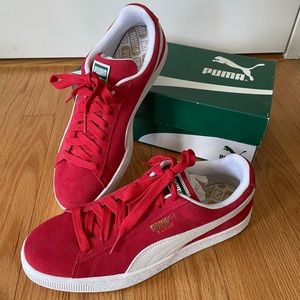 NWT Red and White Suede Classic Puma Shoes Men's 9